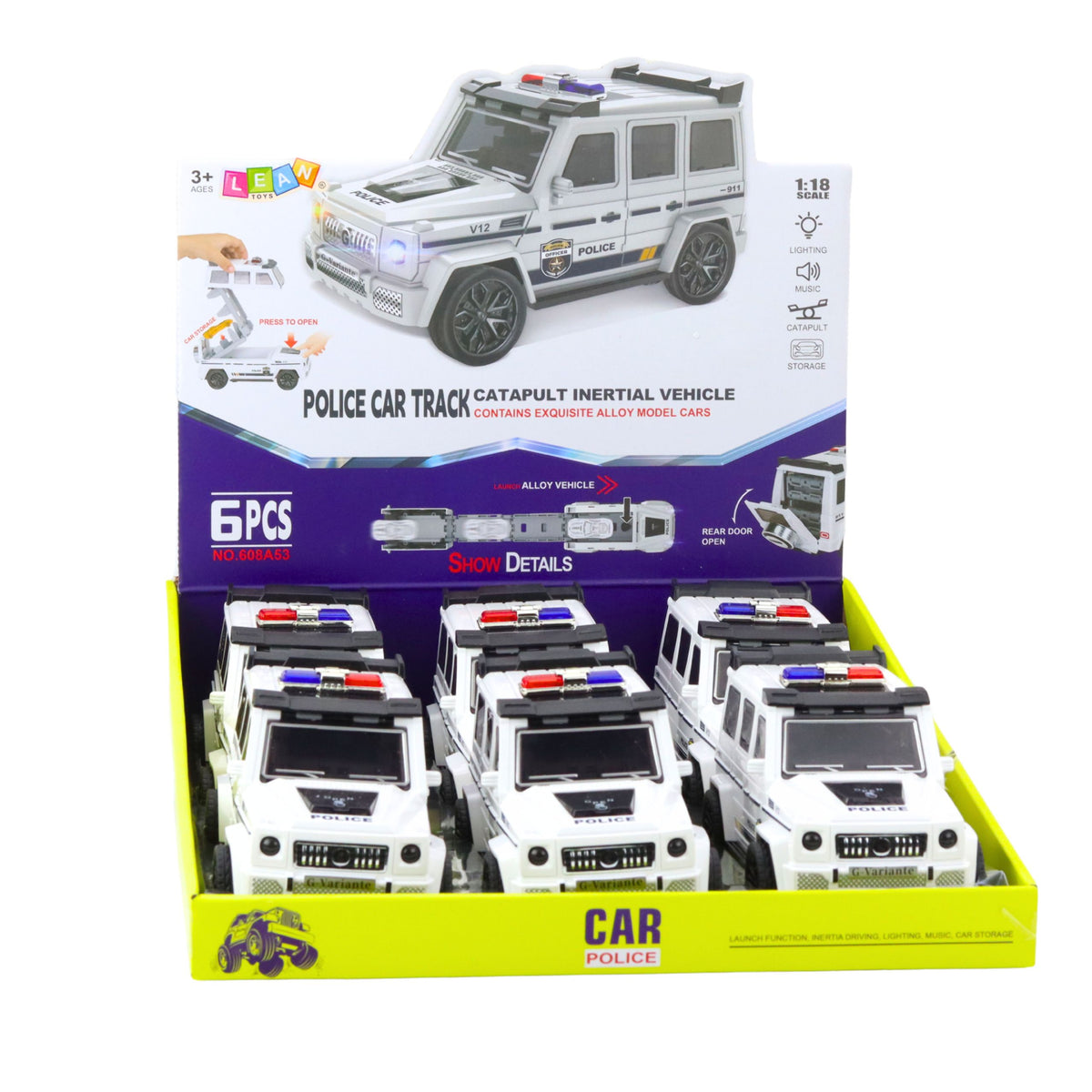 Police Off-road Car With Friction Drive Opening Track White
