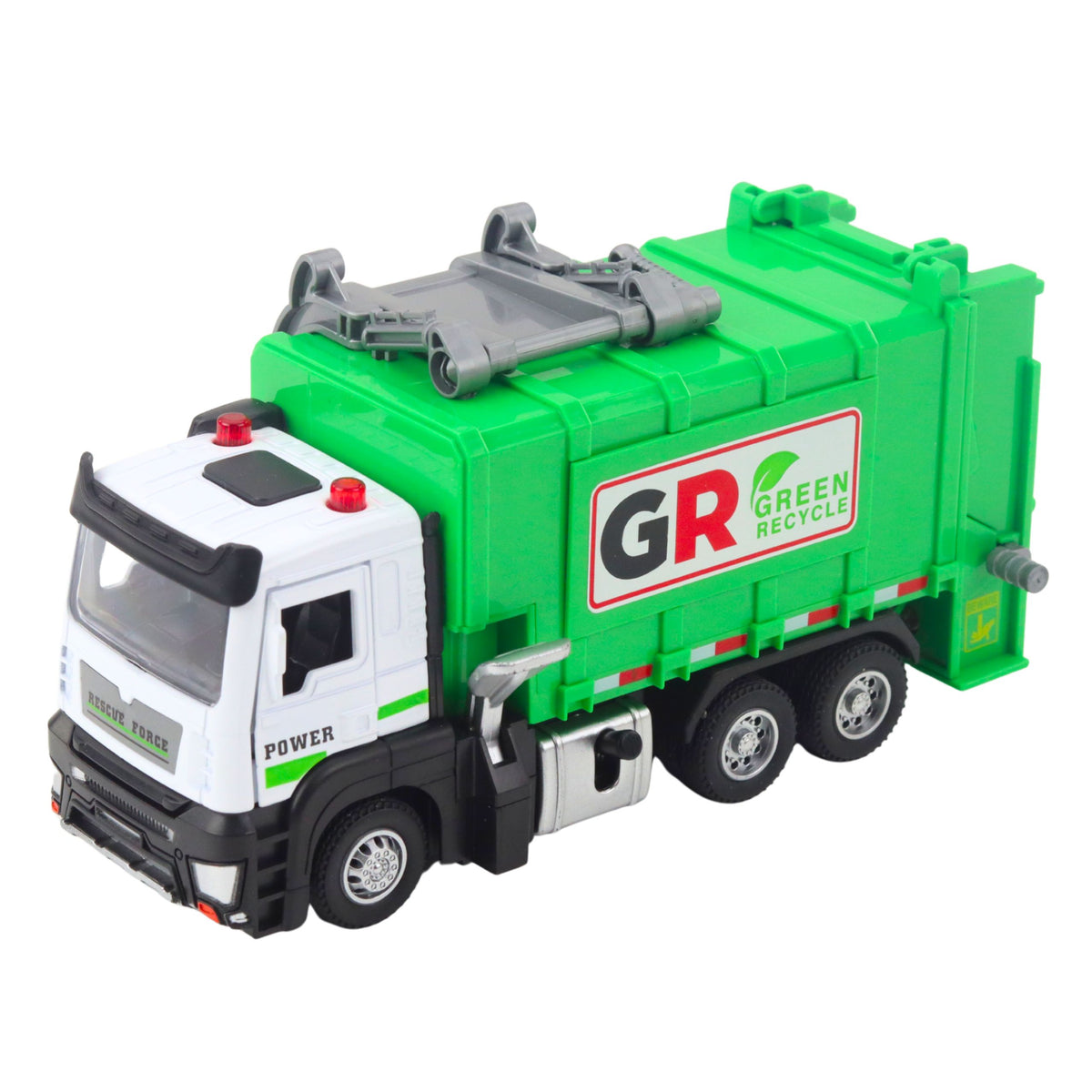 Garbage Truck With Motor 4 Garbage Bins Lights Sounds Green