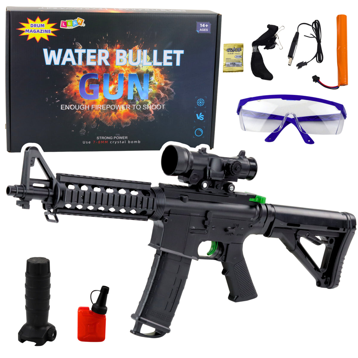 Fucile d'assalto per palle d'acqua Occhiali da vista Hydrogel Nero 86 cm