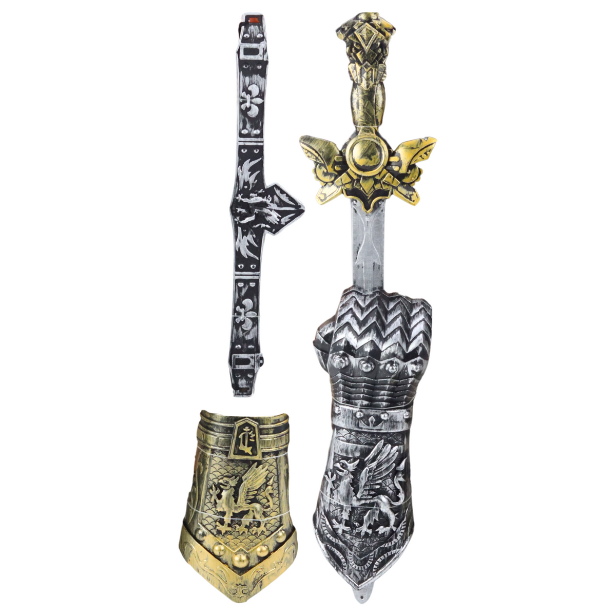 Set cavaliere gladiatore spada protettori cintura decorata