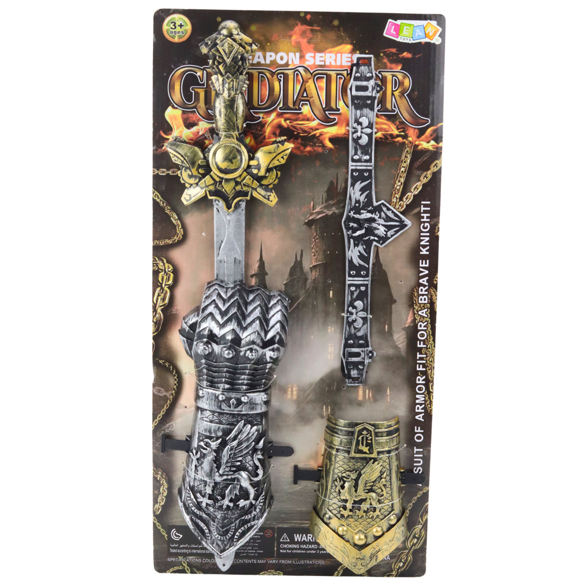 Set cavaliere gladiatore spada protettori cintura decorata