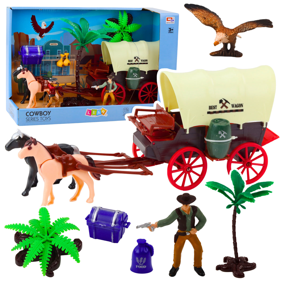 Cowboy Set Figure Westernwagen Pferde Cowboy Palmen
