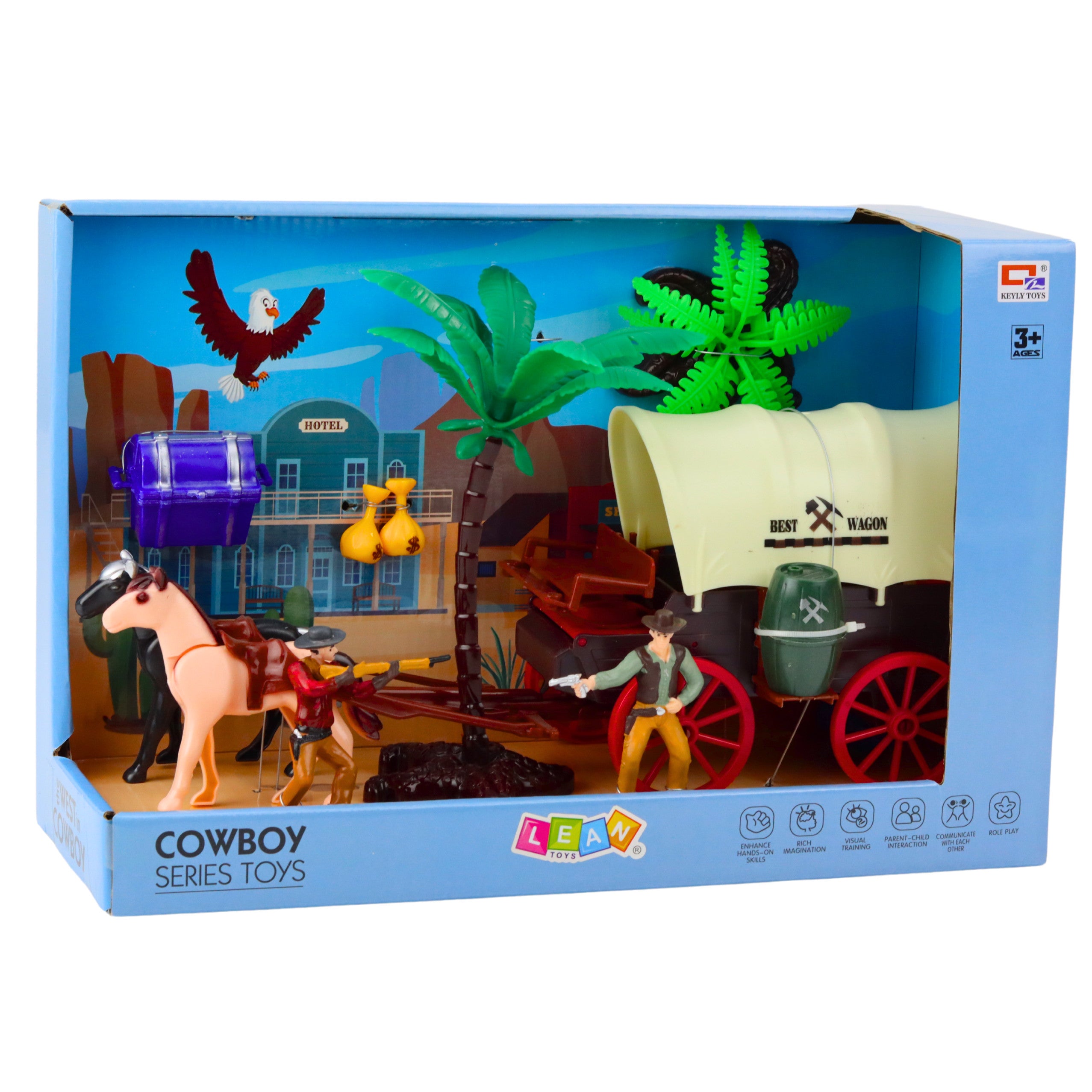 Cowboy Set Figuren Westernwagen Pferde Cowboy Palmen