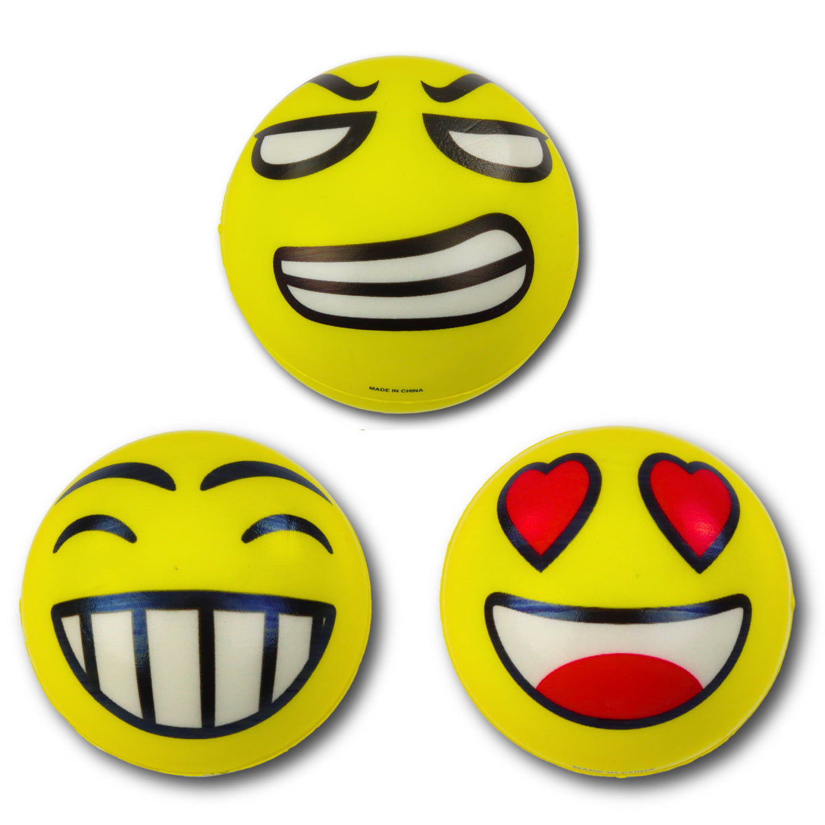 Knetender Springball aus Schaumstoff, Emoticon, Gelb, 10 cm