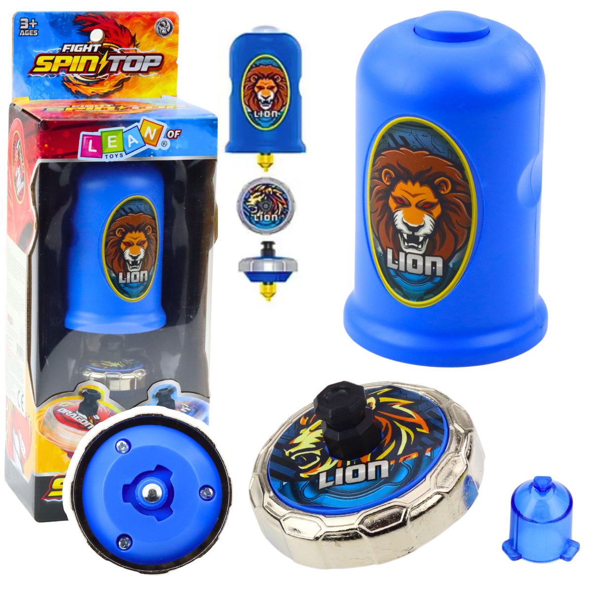 Ensemble de lanceur de disque volant Lion Spinner bleu