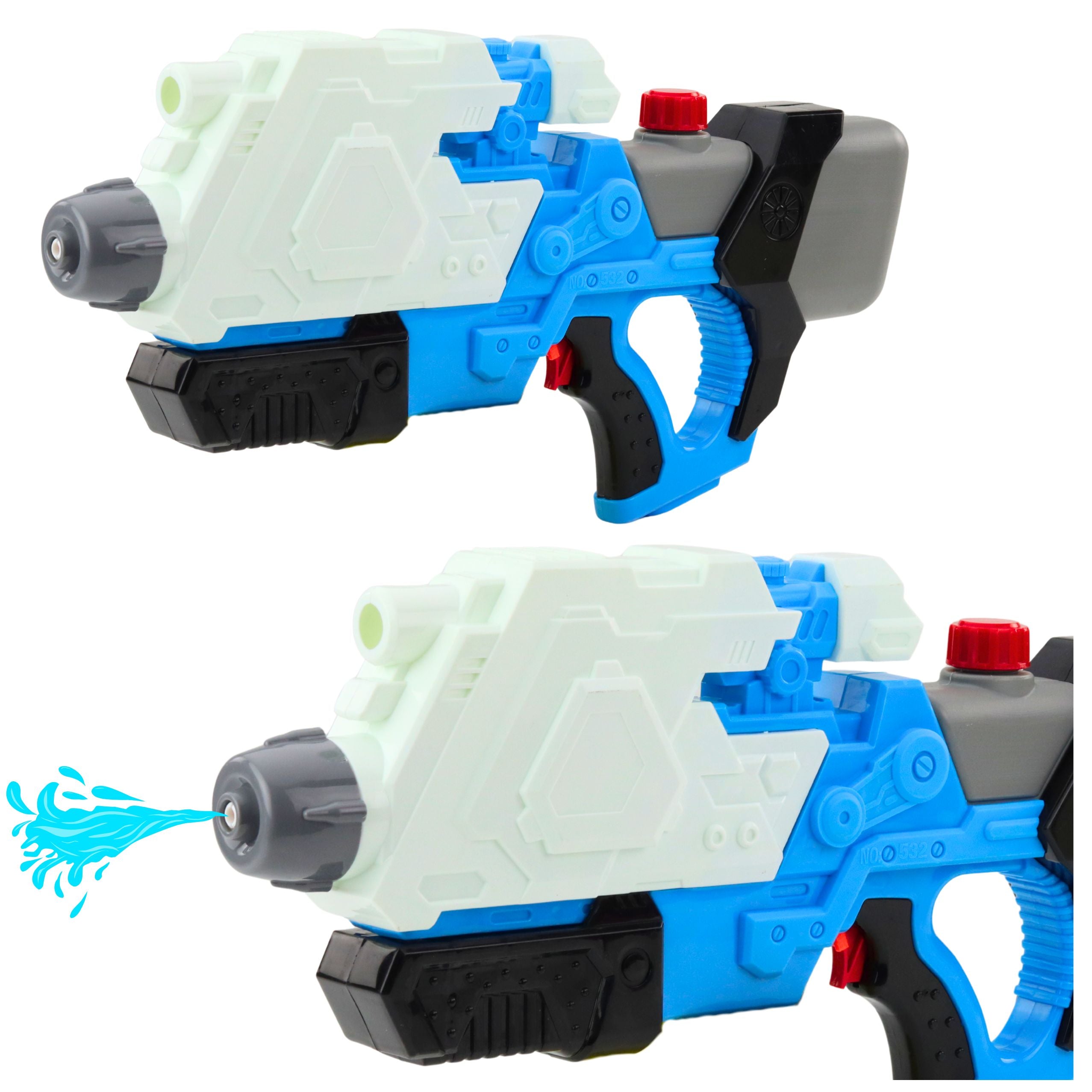 Mechanically Pumped Water Rifle Pistol White And Blue 650ml