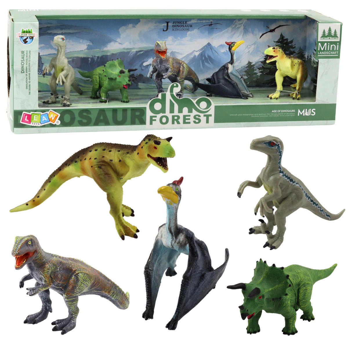 Set Of Realistic Forest Dinosaur Figures 5pcs