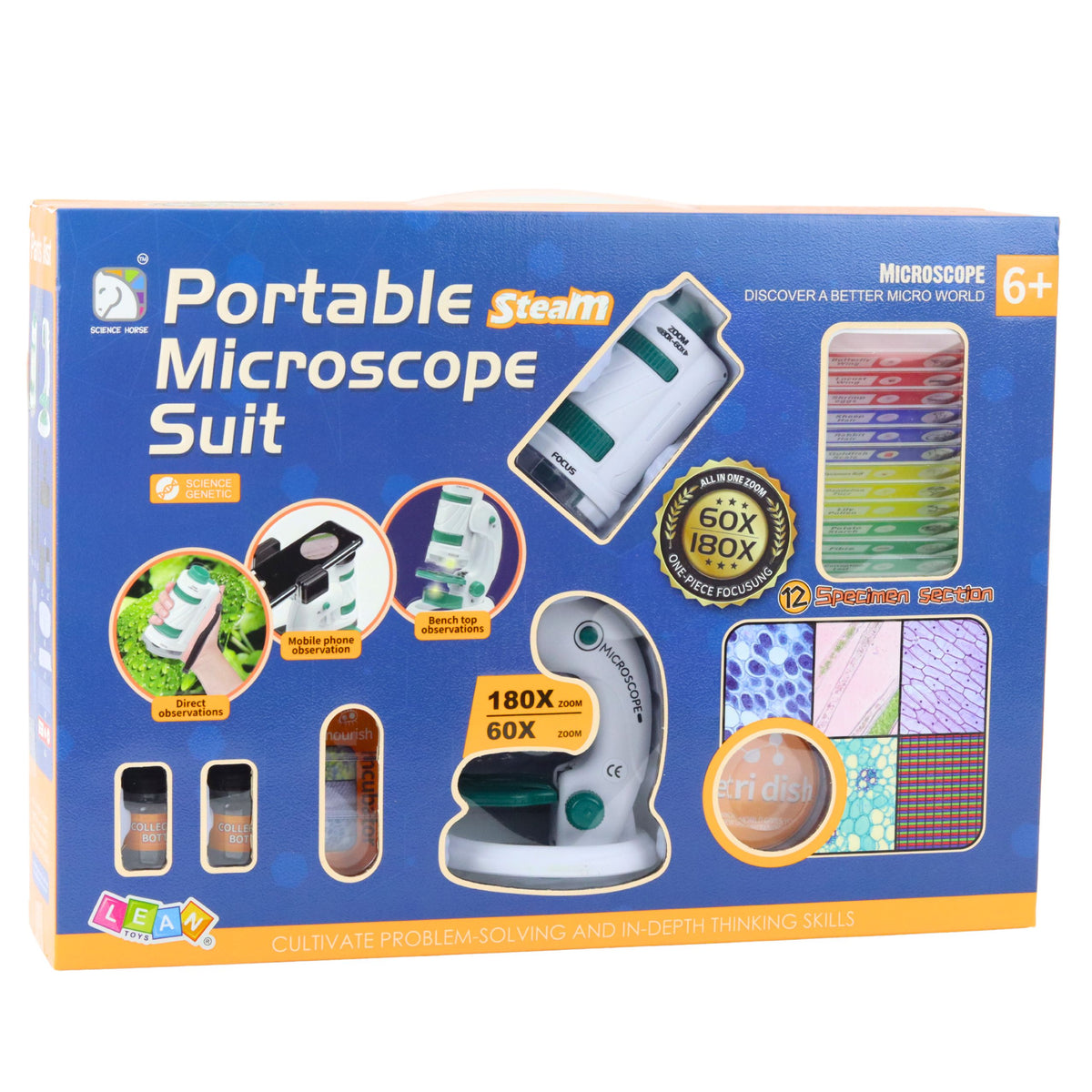 Portable Educational Microscope For Kids 2 In 1 60x/180x Accessories
