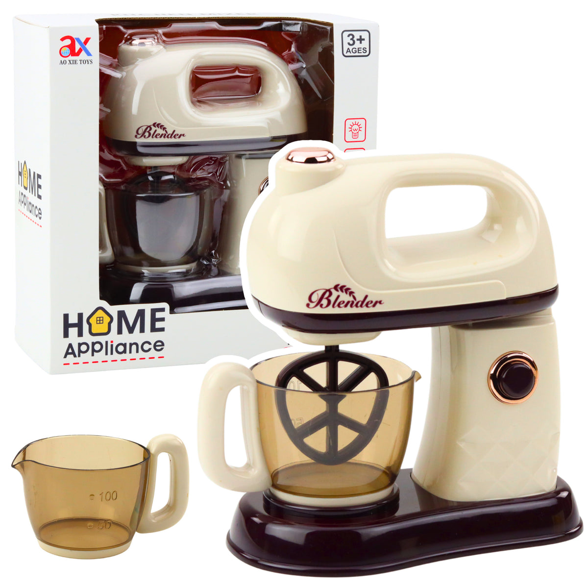 Kitchen Mixer Robot For Kids Rotating 360° Head Lights White