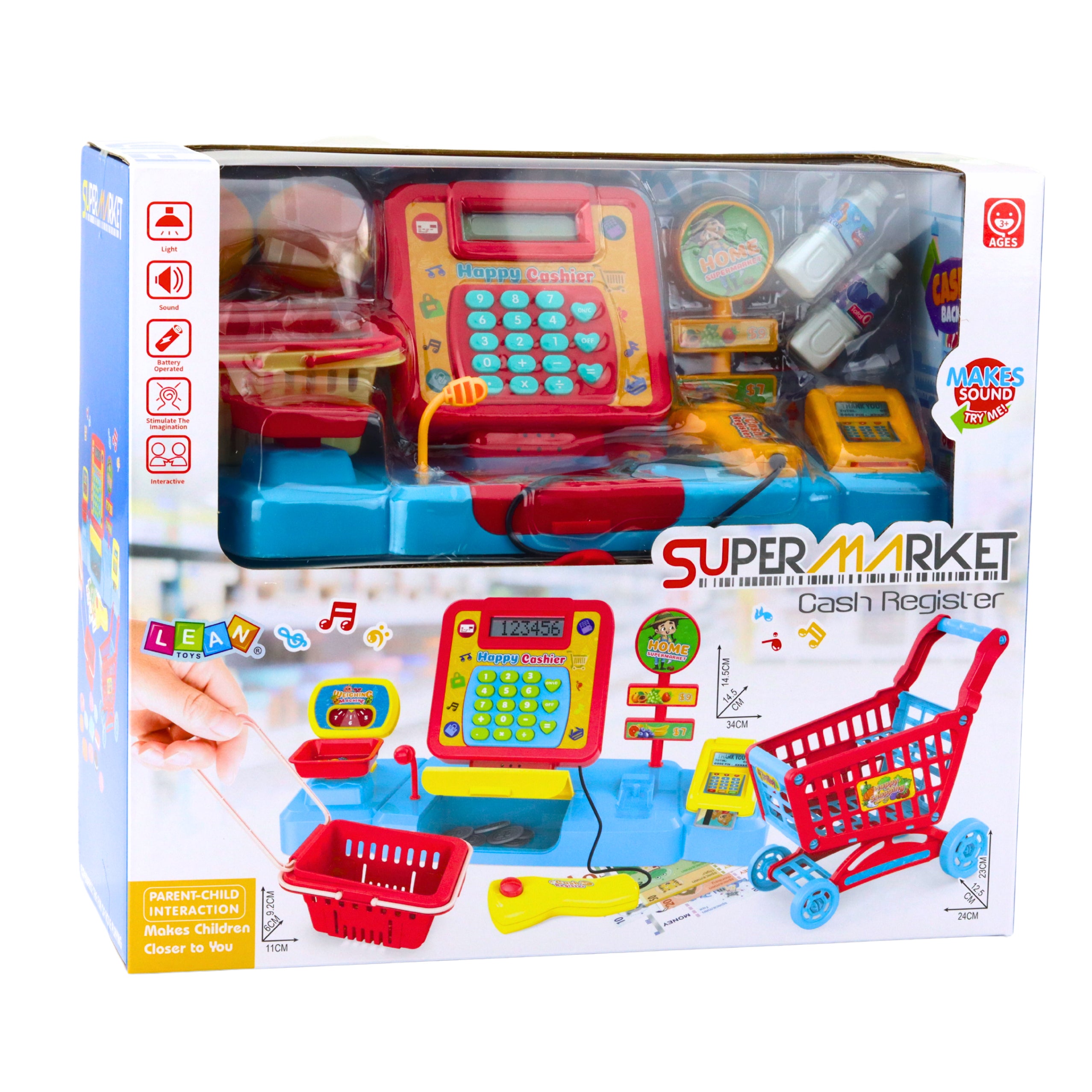 Shop Set Checkout Basket Food Products Lights Sounds Colorful