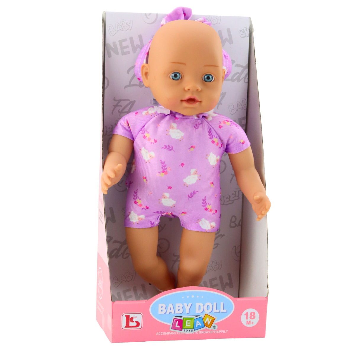 Baby Doll In Purple Bodysuit Soft Belly Headband With Bow 31 Cm