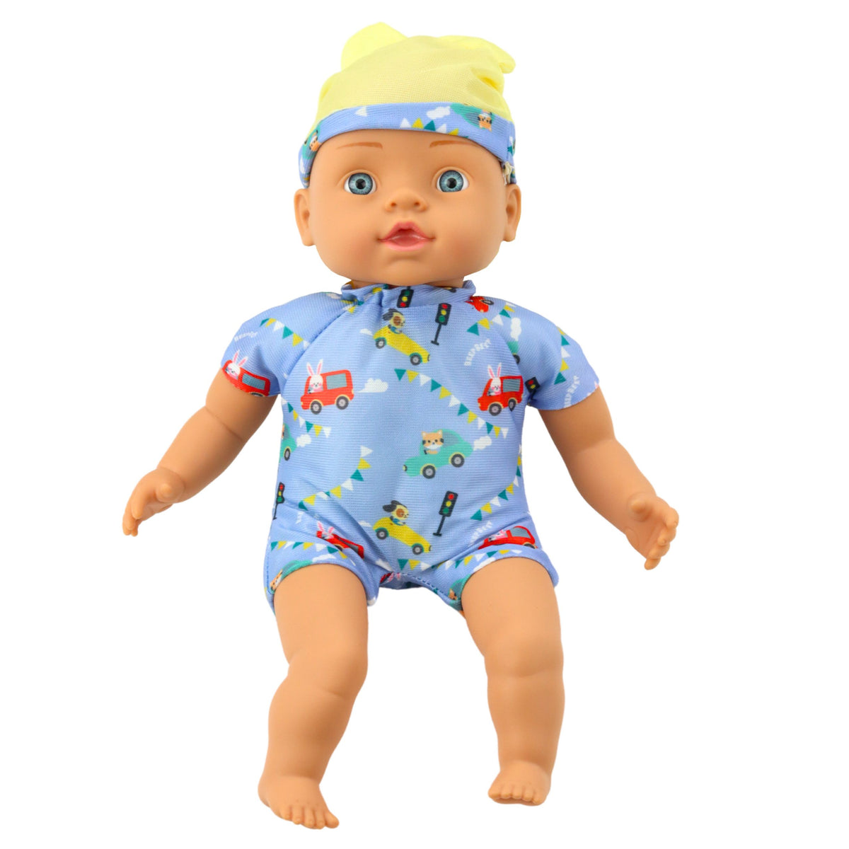 Baby Doll Blue Clothes With Patterns Hat With Ears 31cm