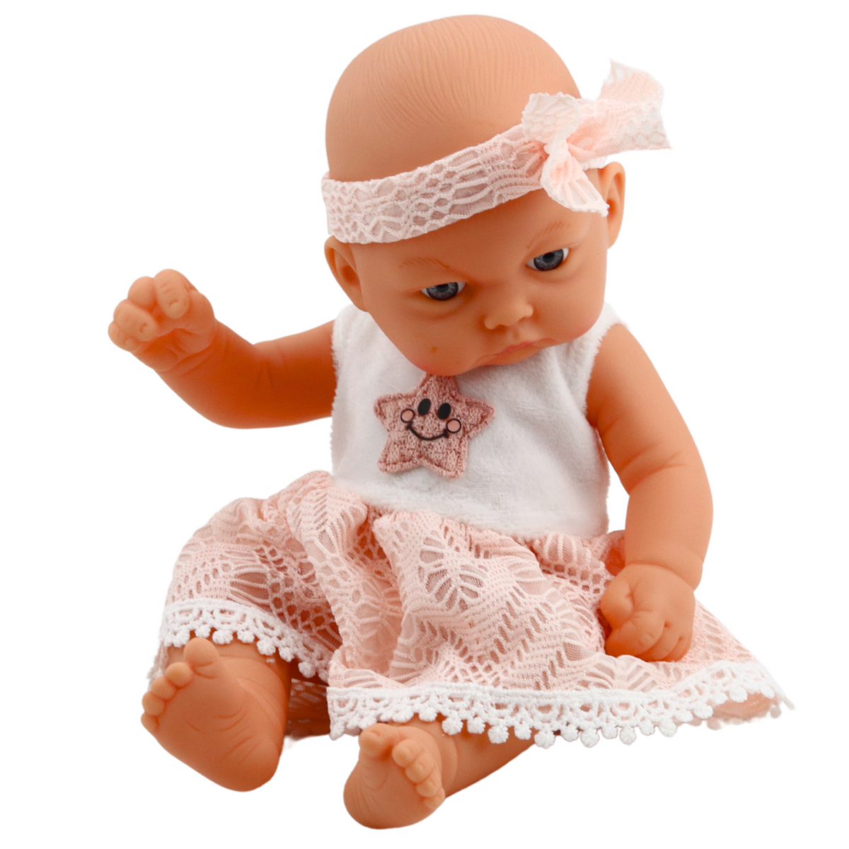 Baby Doll Pink Lace Dress With Star Headband