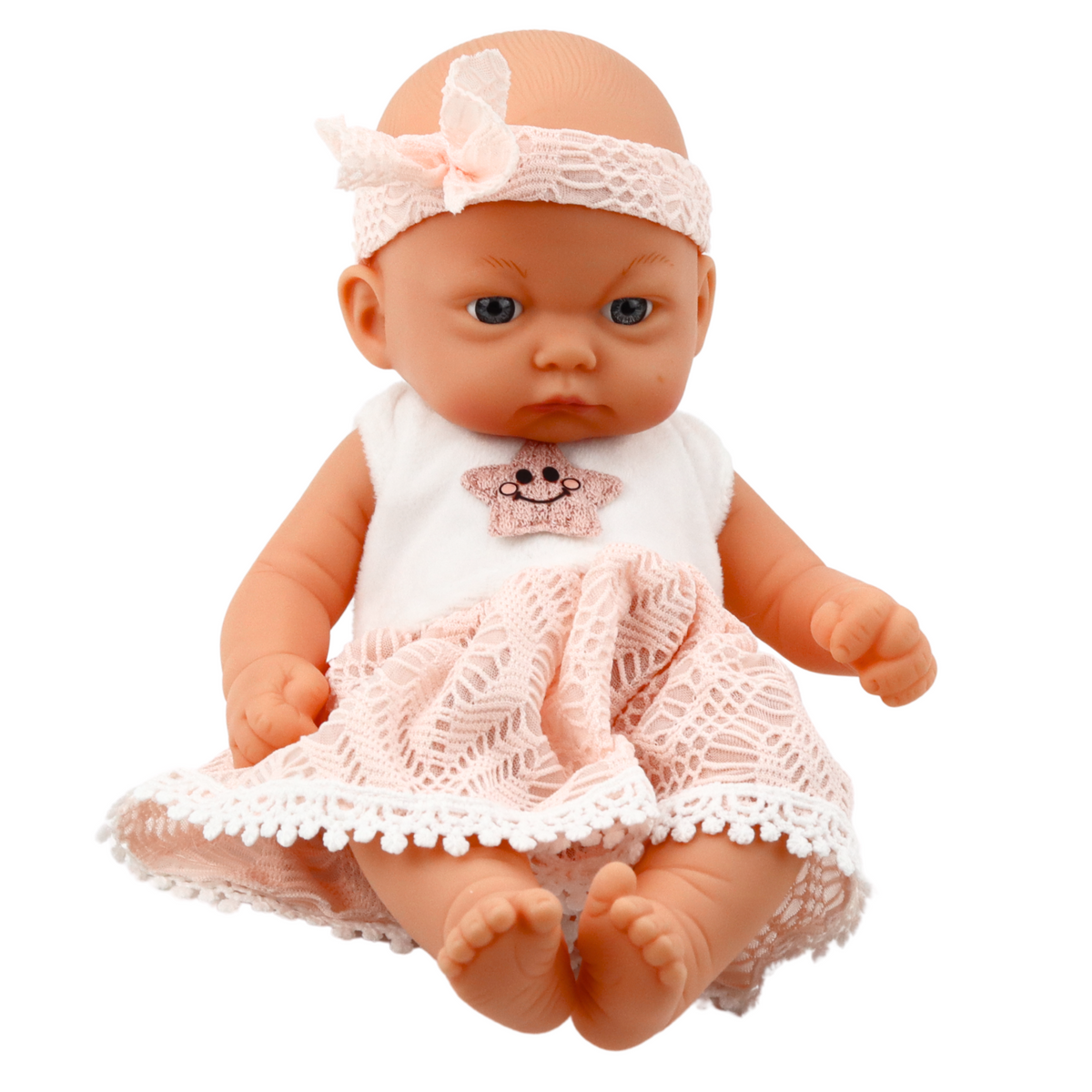 Baby Doll Pink Lace Dress With Star Headband