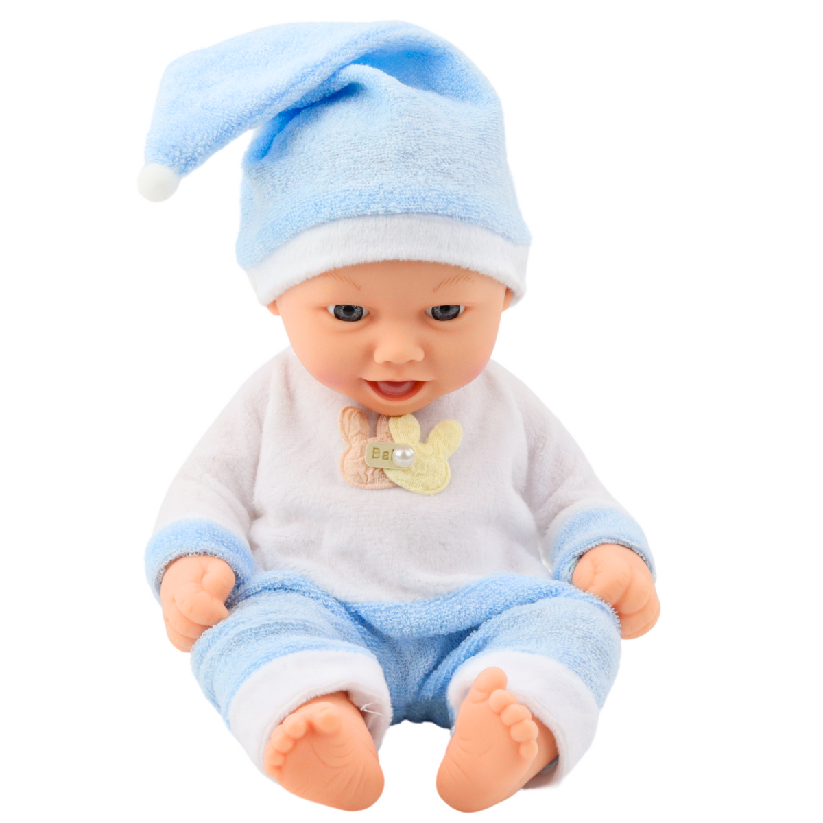 Baby Doll In Blue Pajamas Hat With Pompom