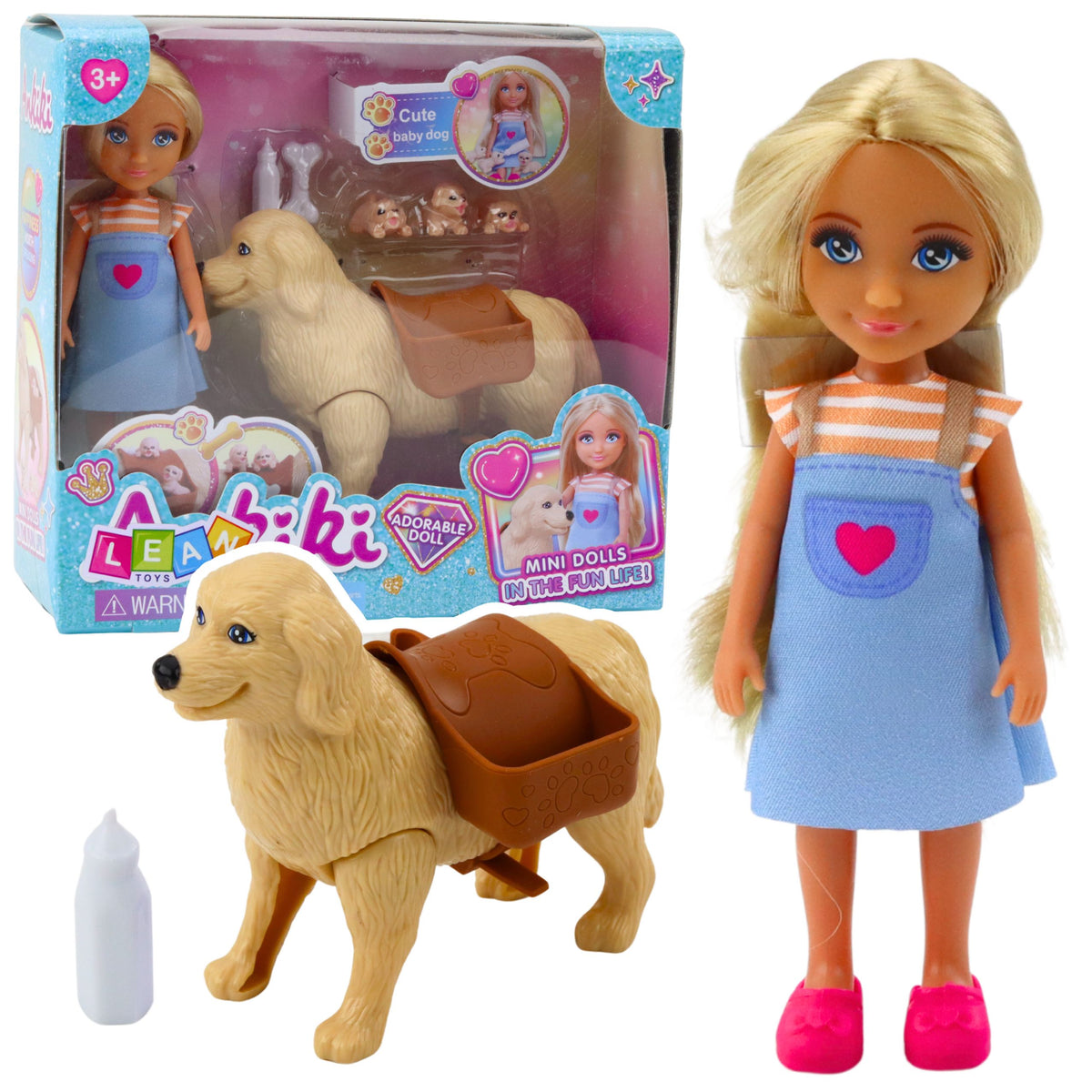 Ankiki Mini Doll With Set With Bag Puppies Bone