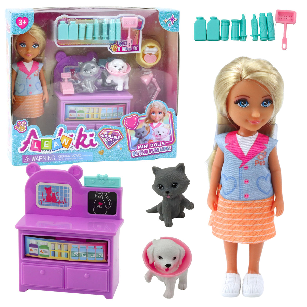 Mini Doll Veterinarian Dog Cat Treatment Accessories Set
