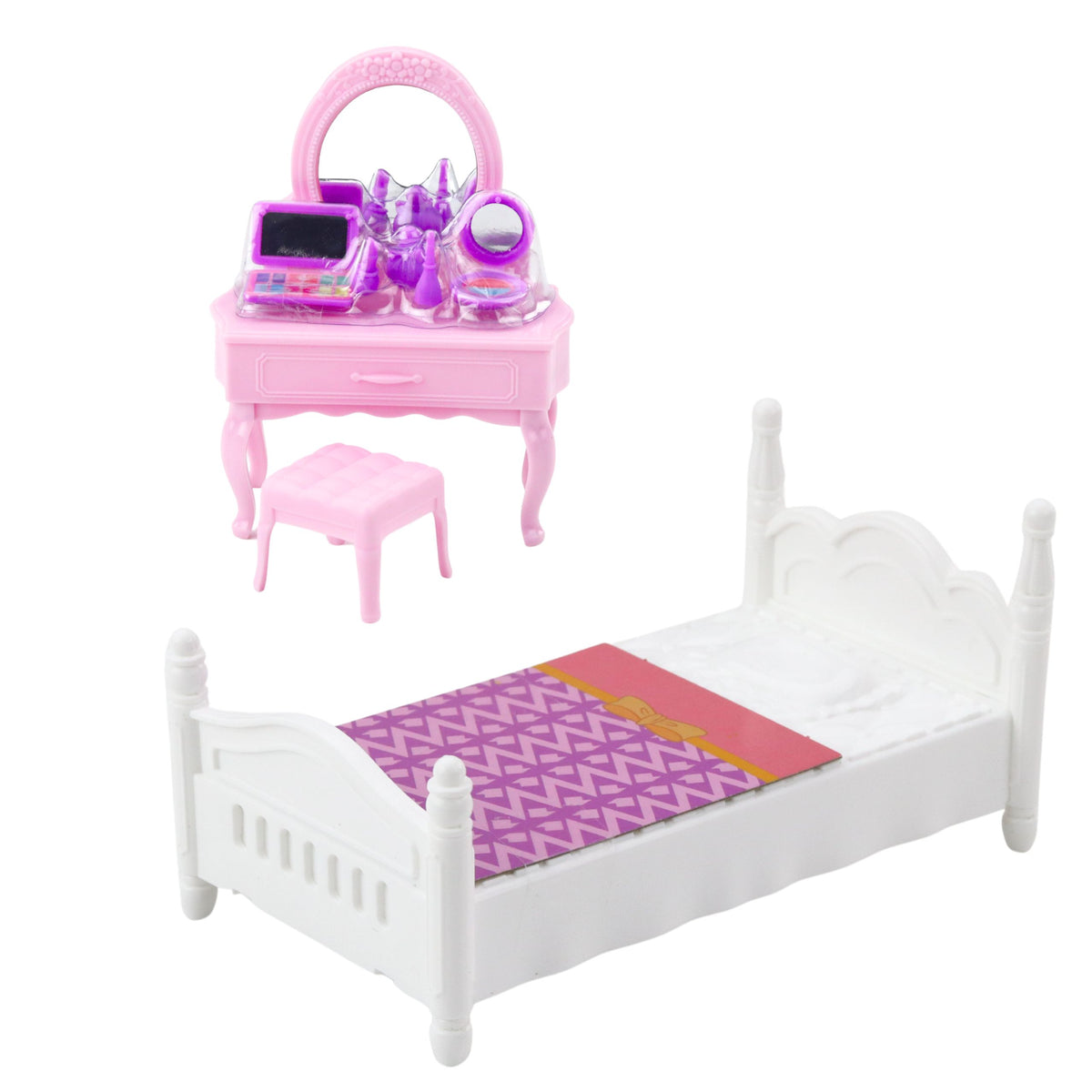 Ankiki Doll Set Crib Dressing Table With Mirror Accessories