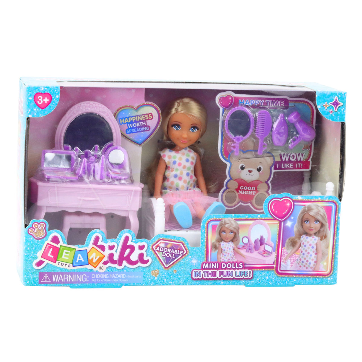 Ankiki Doll Set Crib Dressing Table With Mirror Accessories