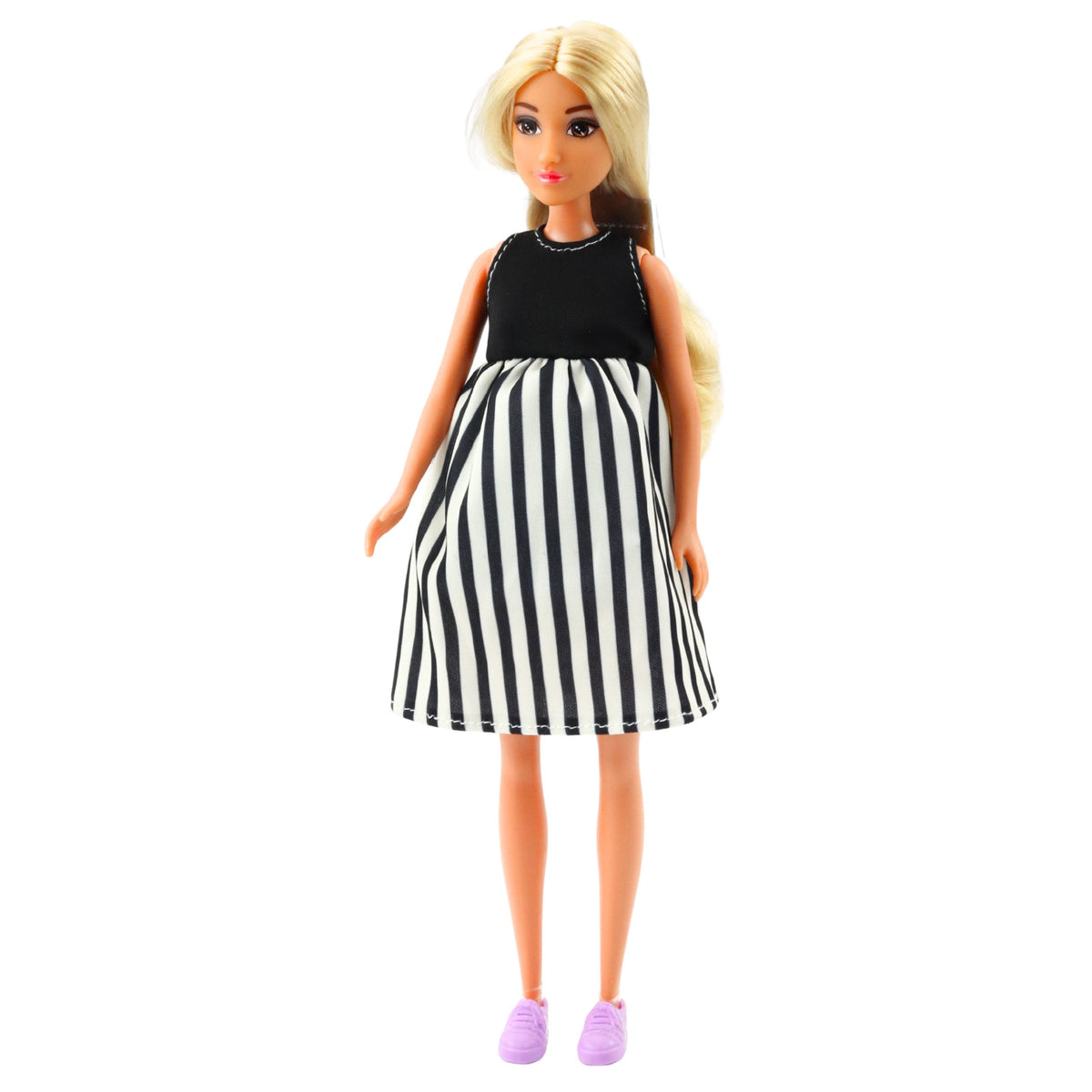 Anlily Pregnant Doll In Black And White Striped Dress Baby