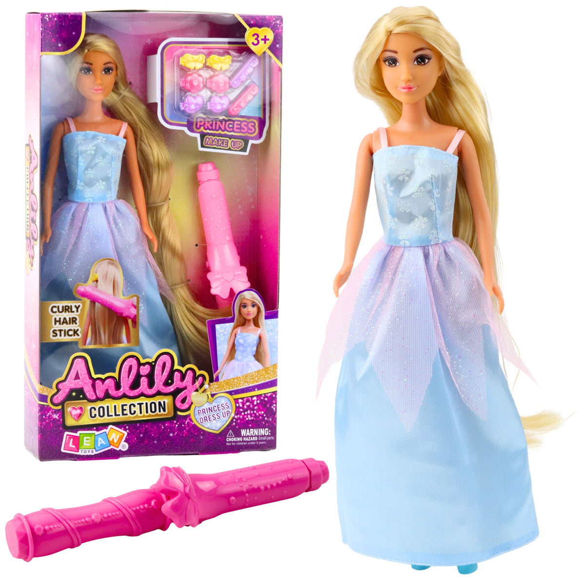 Anlily Doll Ball Gown Long Hair Styling Curler Hairpins