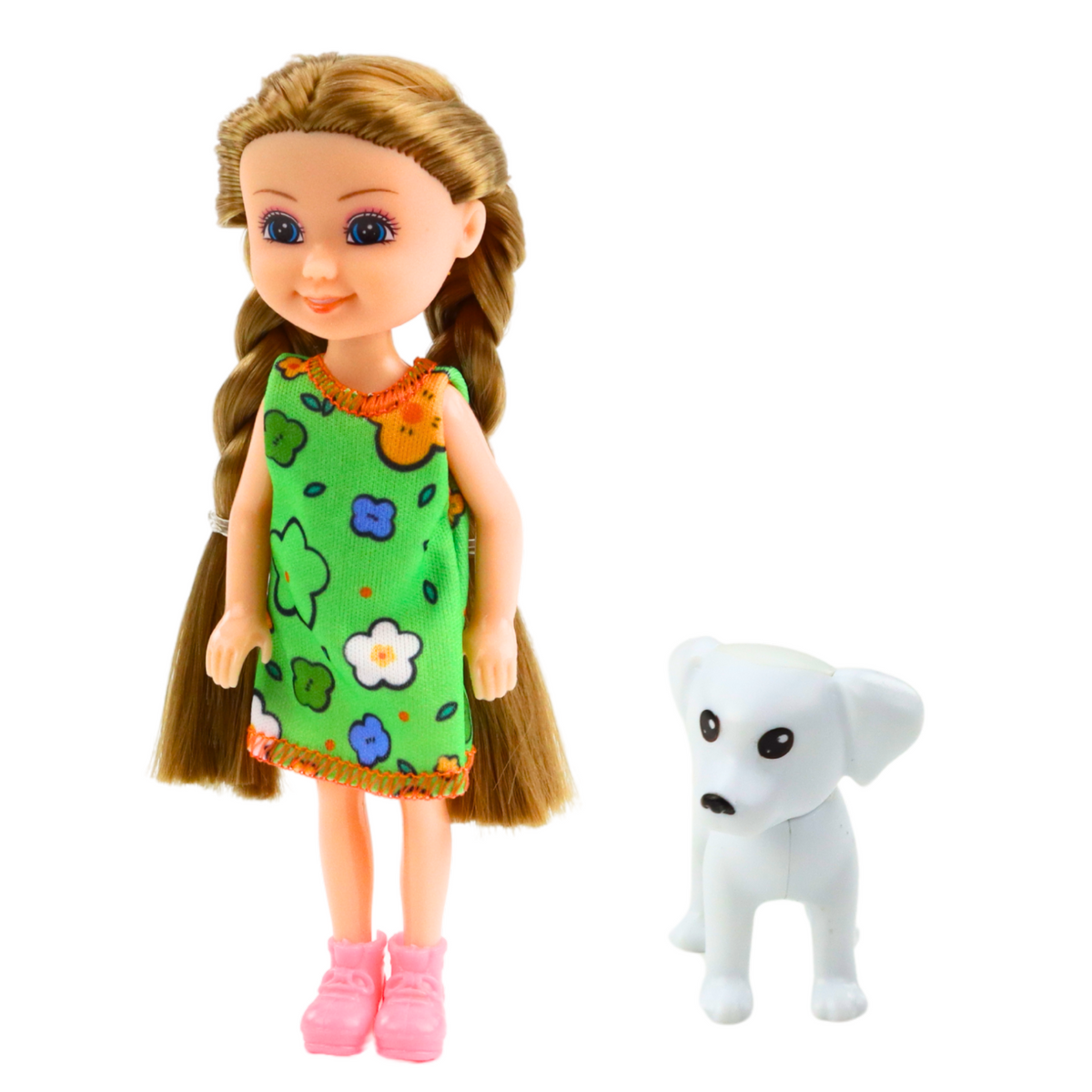 Set Mini Doll In Dress With Dog 14.5cm Mix