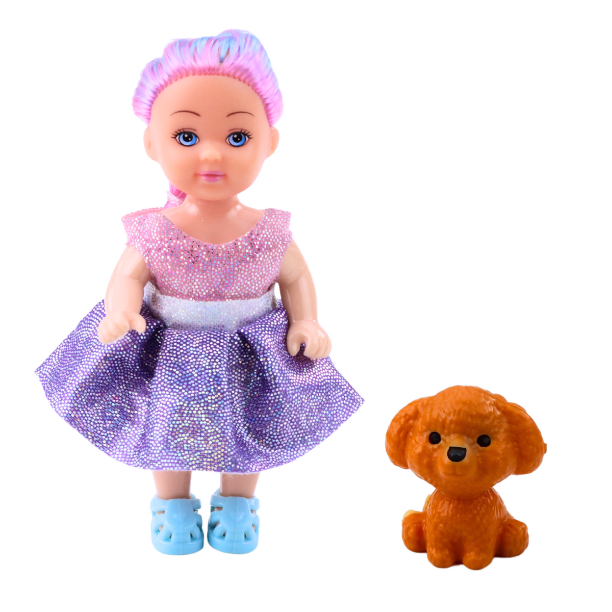Set de câini pentru pat cu două etaje pentru mini păpușă în rochie