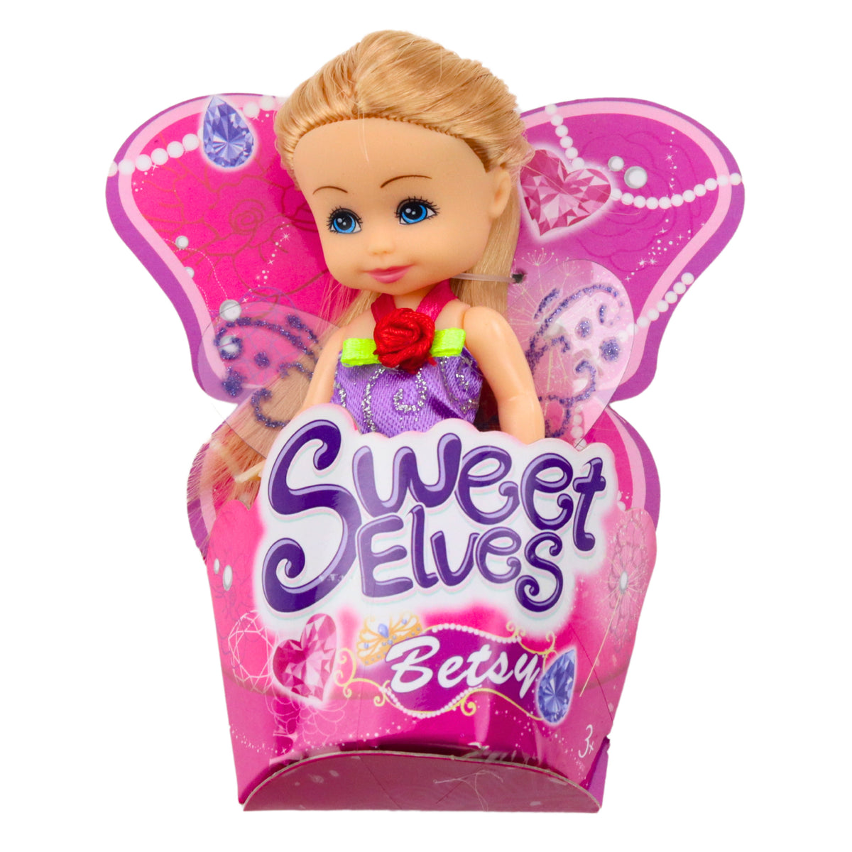 Mini Papusa Zana Elf Albastru Violet Roz Mix 11.5cm