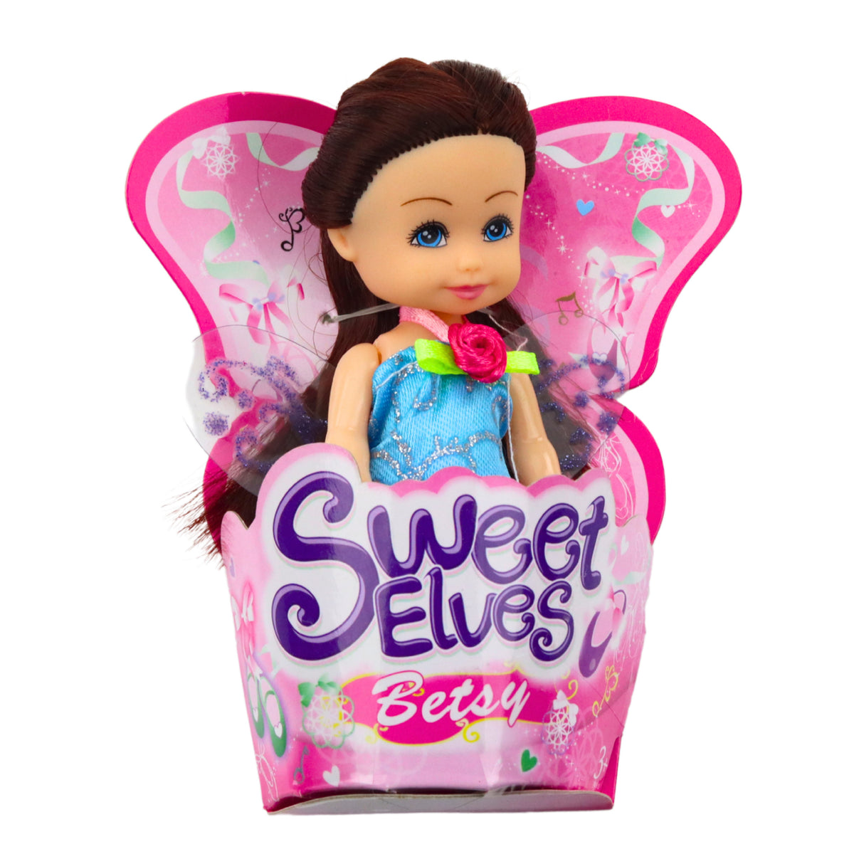 Mini Papusa Zana Elf Albastru Violet Roz Mix 11.5cm