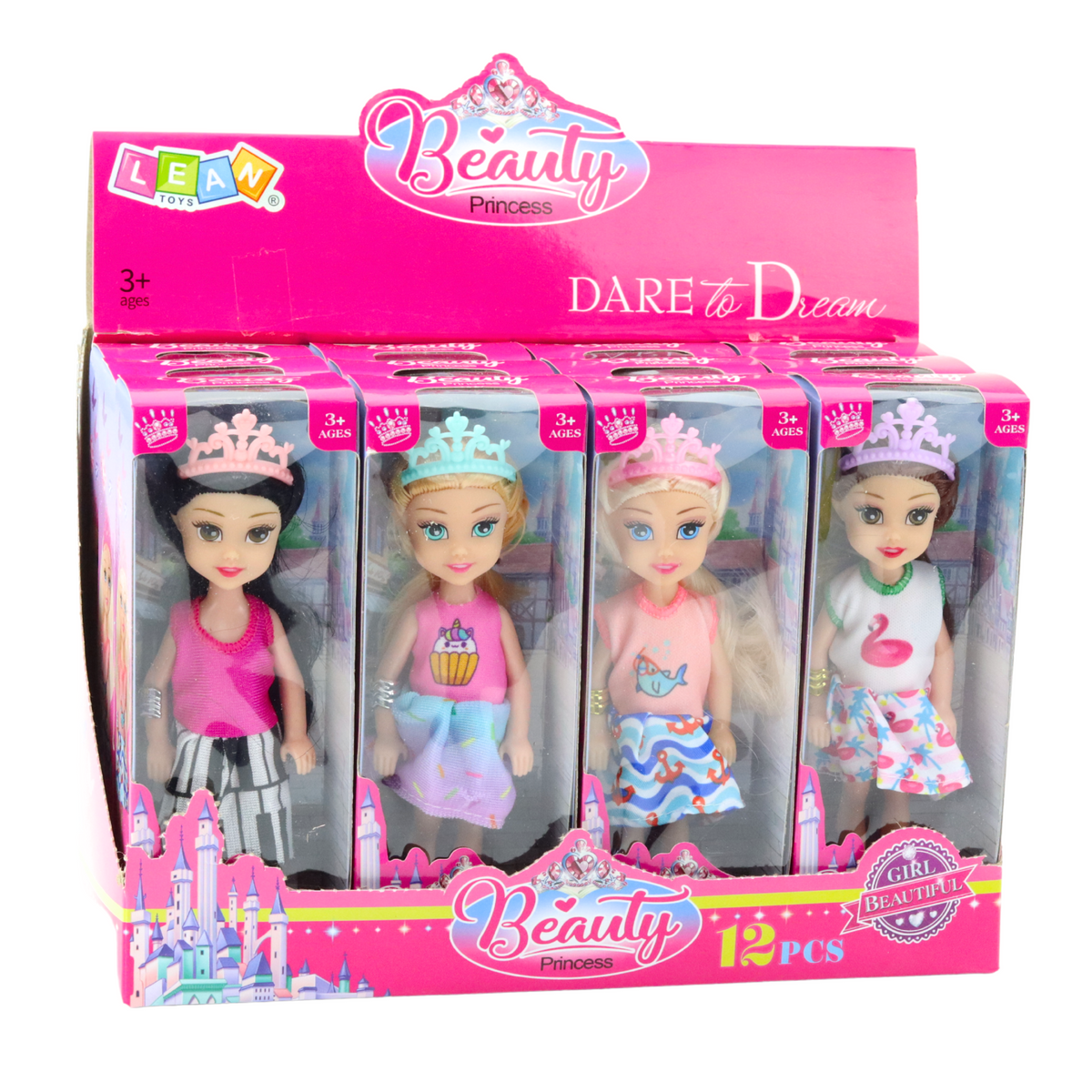 Mini Princess Doll With Crown Colorful Dress 14cm Mix