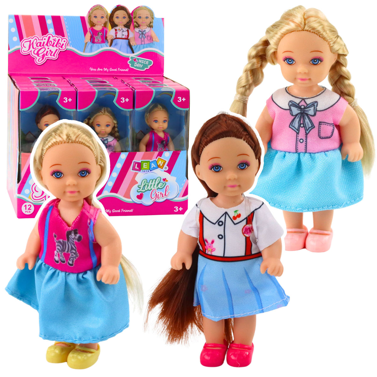 Kaibibi Mini Doll Long Hair Colorful Dress 12 Cm Mix