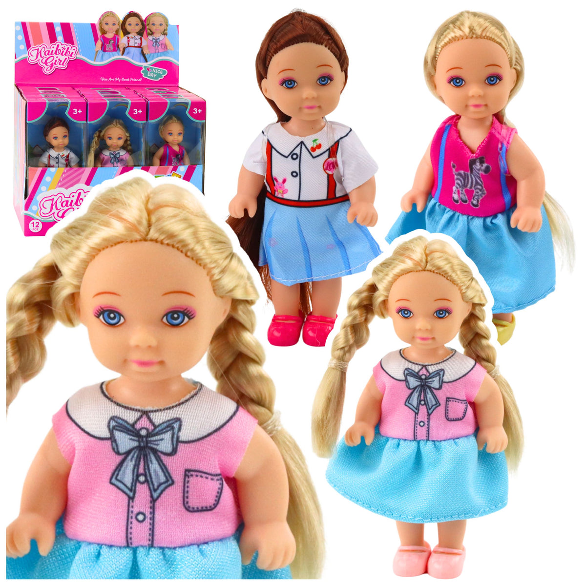 Kaibibi Mini Doll Long Hair Colorful Dress 12 Cm Mix