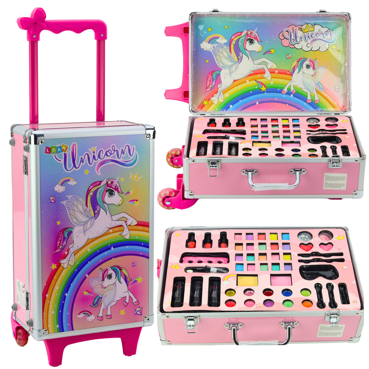 Unicorn Pink kuffert med hjul skønhedssæt