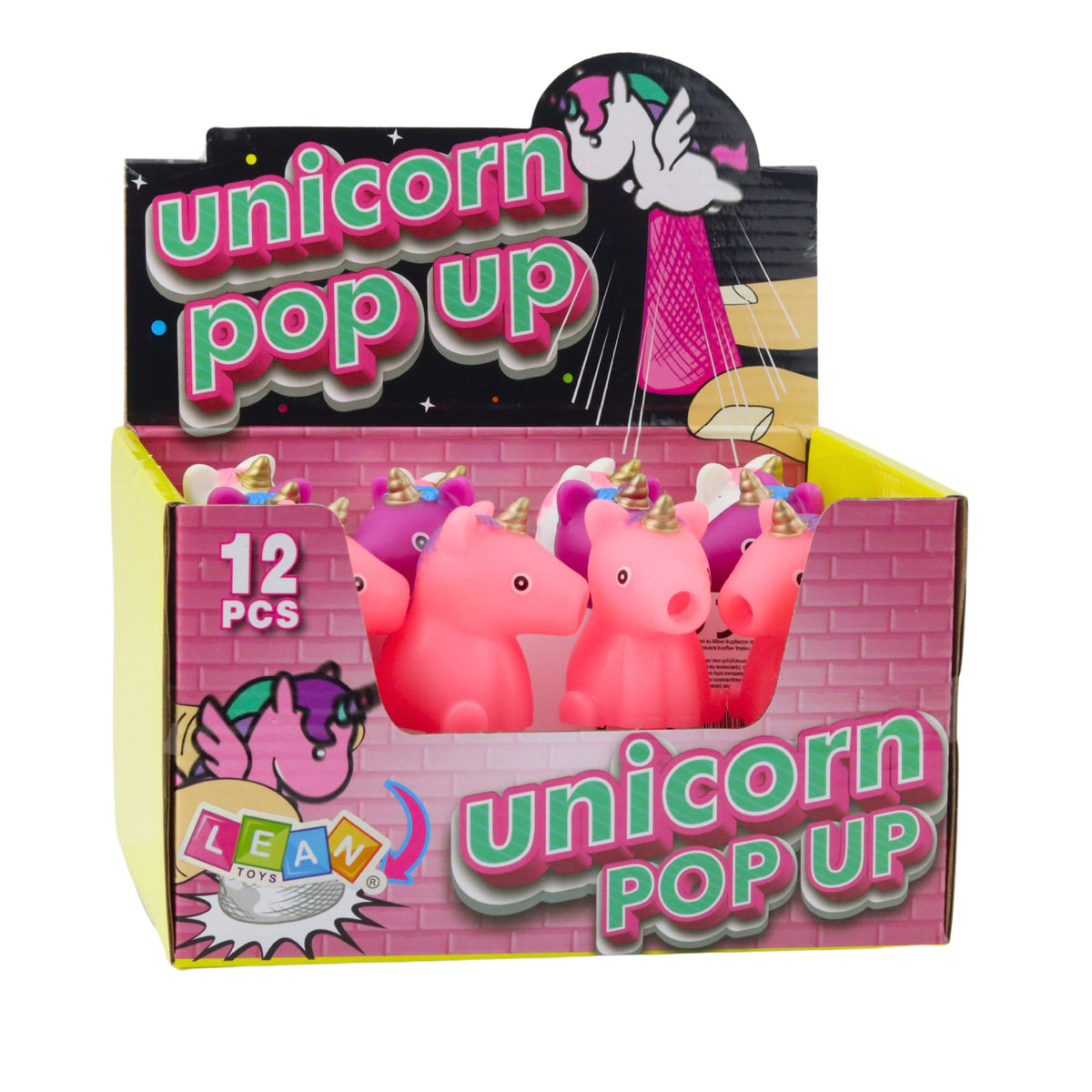 Jumping Unicorn On Spring Pop Up White Pink 10cm Mix