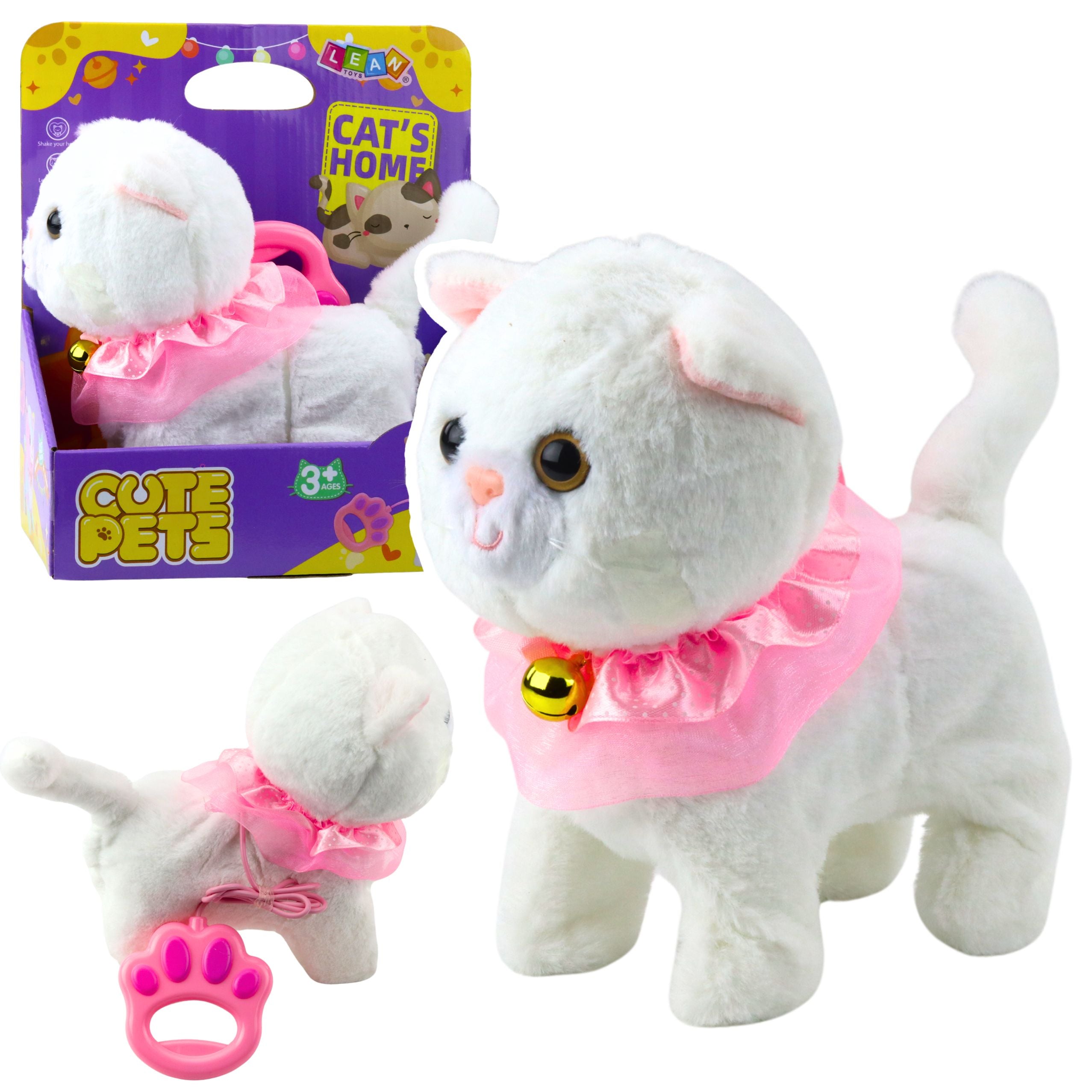 Gatinho interativo com coleira rosa babado Tinkerbell anda mia