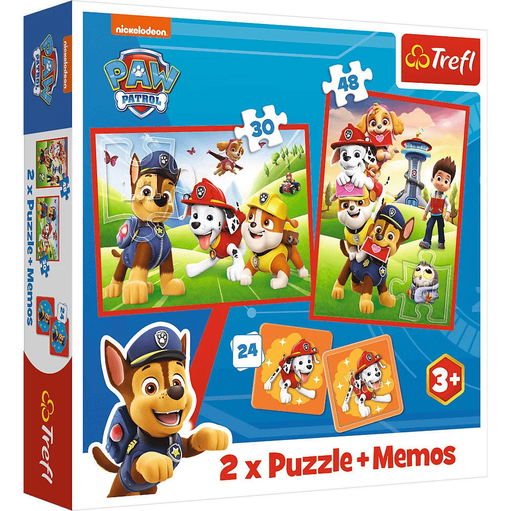 Puzzle + Memos 2en1 Equipo Perro Patrulla Canina En Acción Trefl 93337