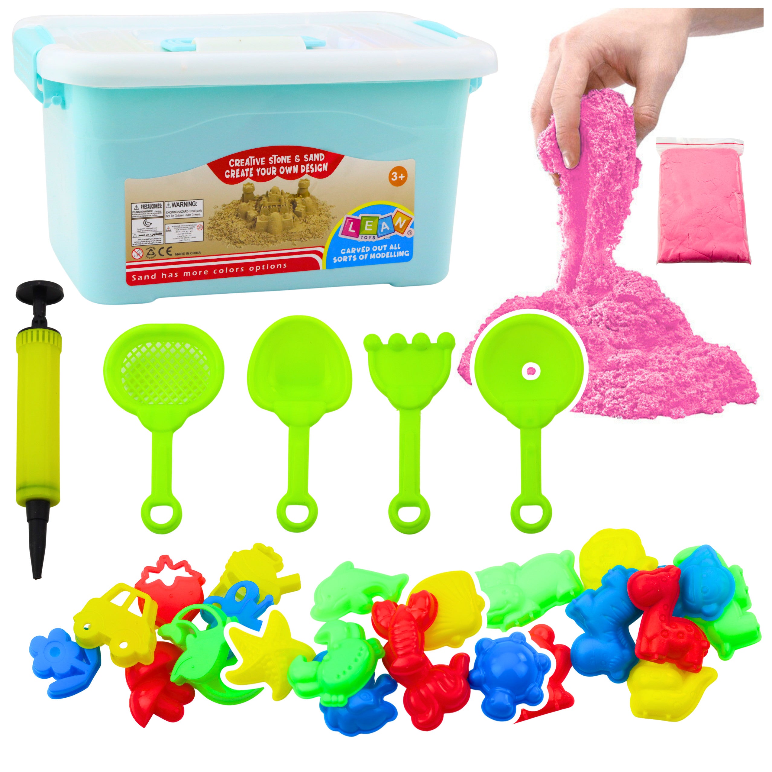 Magic Sand Set Pink 3kg Molds Tools Inflatable Board