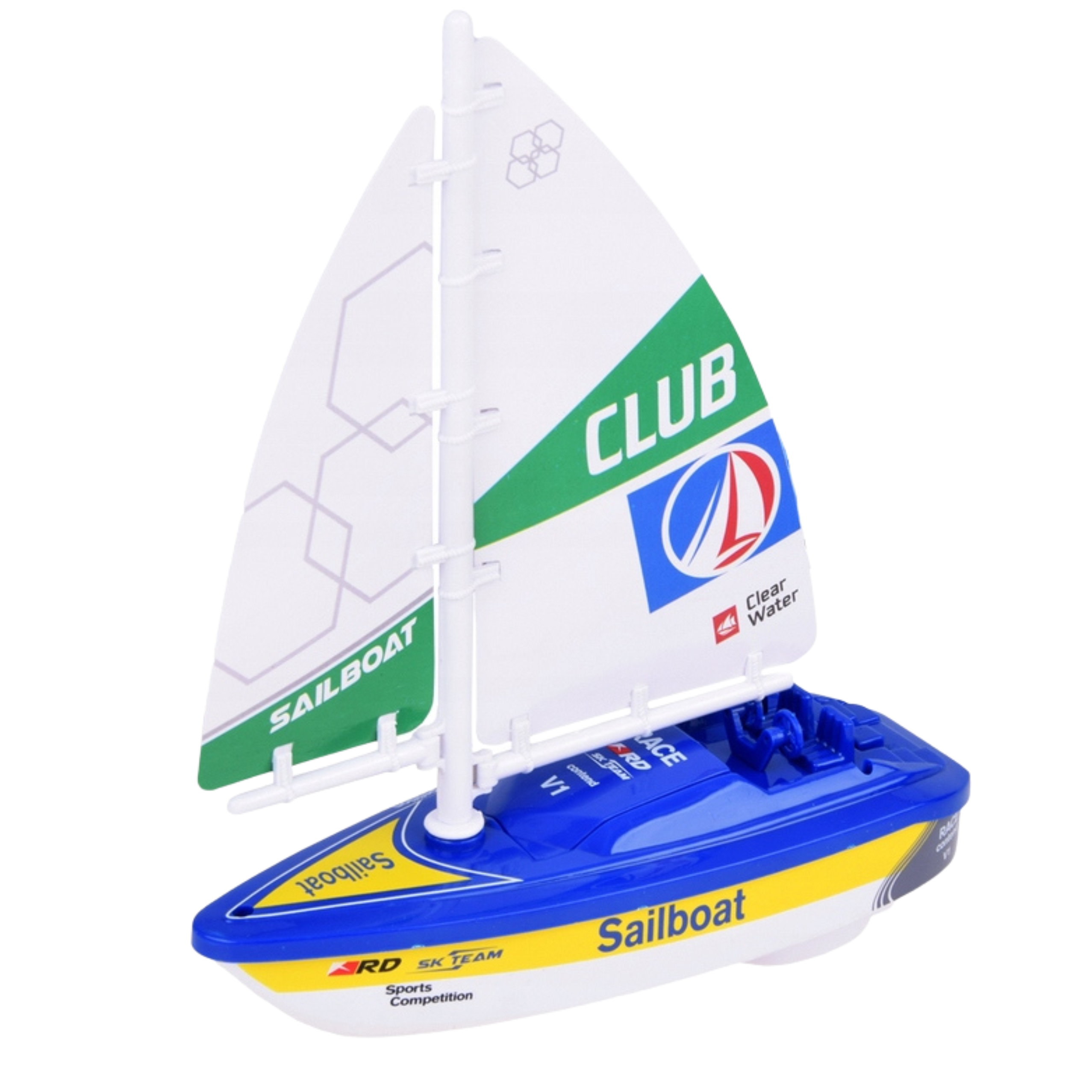 Sailboat Water Boat Battery Operated Turbine Drive Blue