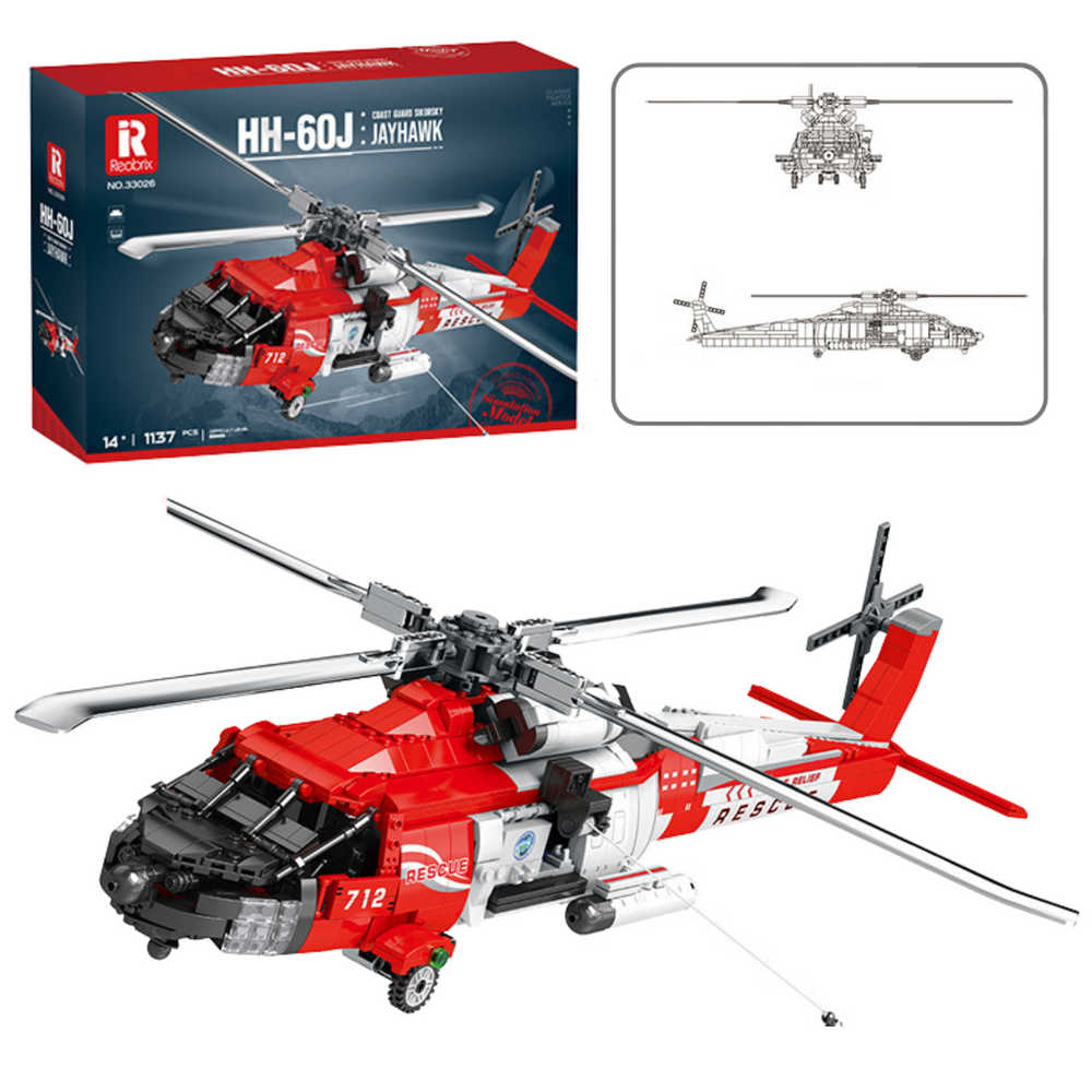 Construction Bricks Rescue Helicopter Hh-60j Jayhawk 1137el
