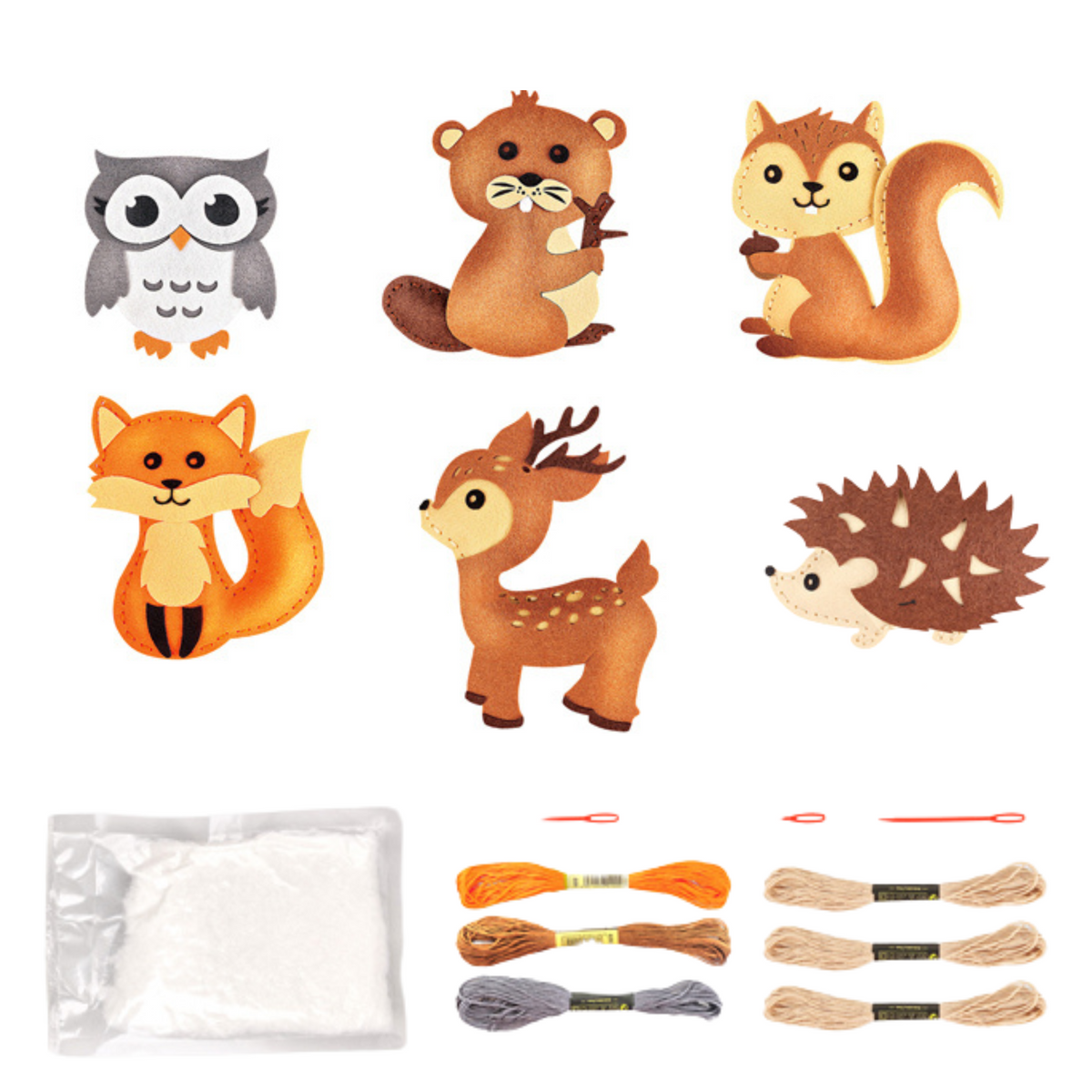 Creative Set Of Embroidery Felt Forest Animals 6pcs