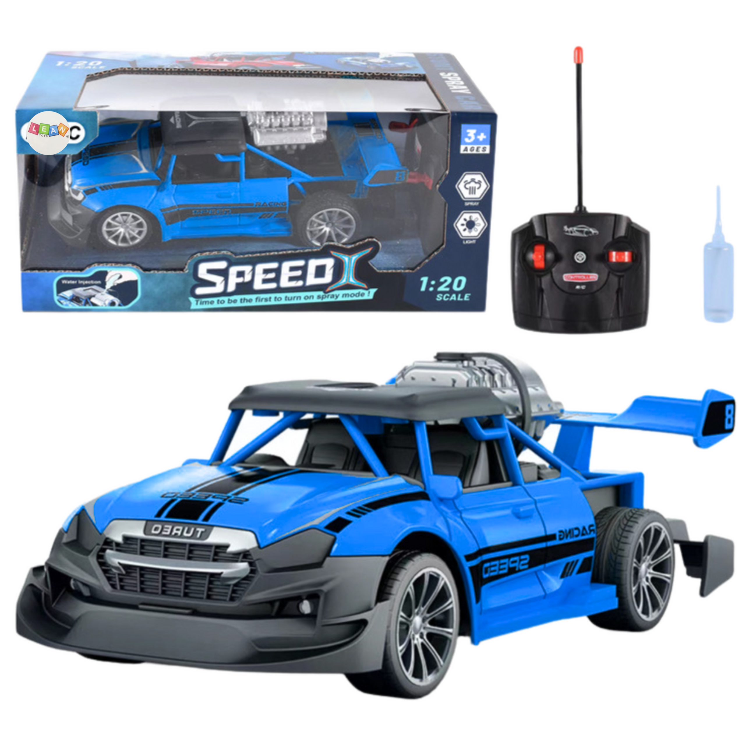 Remote Control Car Rc 1:20 Lights Smoke Effect Blue