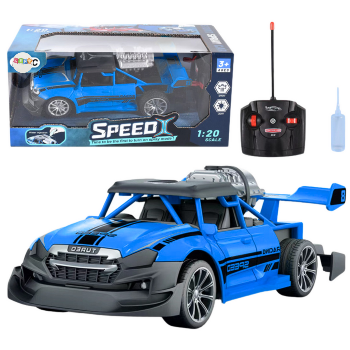 Remote Control Car Rc 1:20 Lights Smoke Effect Blue