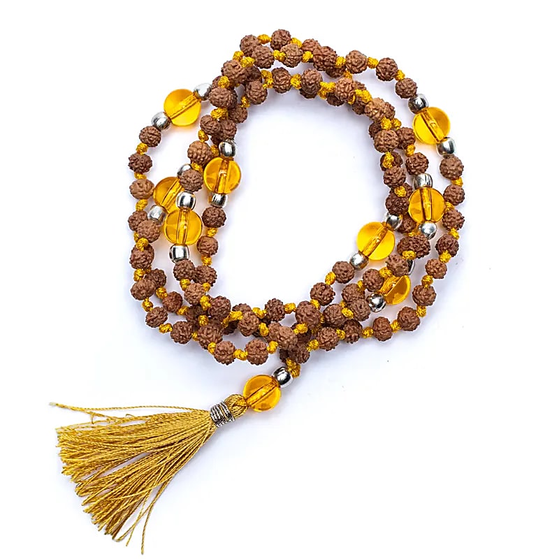 Mala Rudraksha And Citrine (burnt Amethyst) - 0.5 Cm