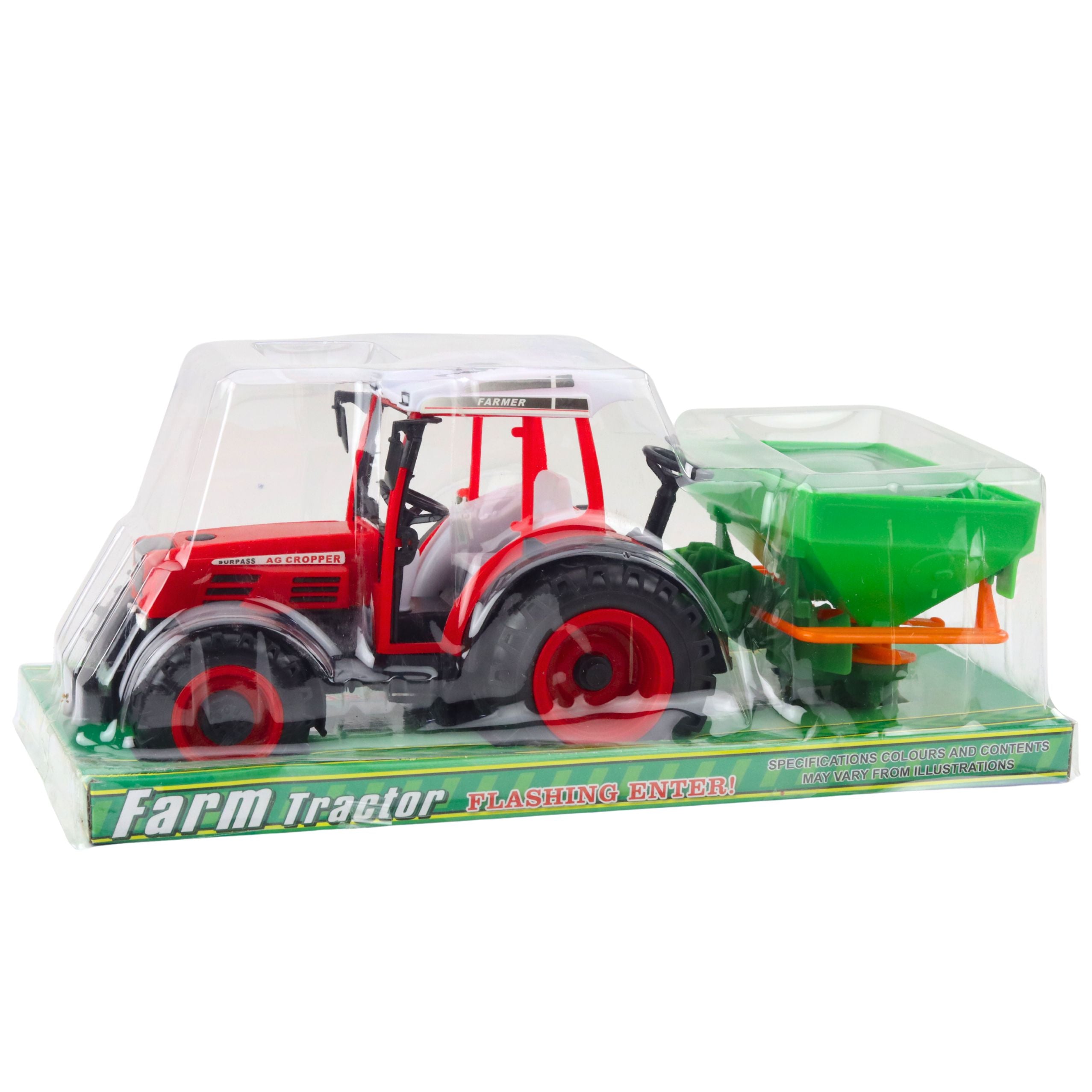 Farmer's Tractor With Seeder Red 34cm