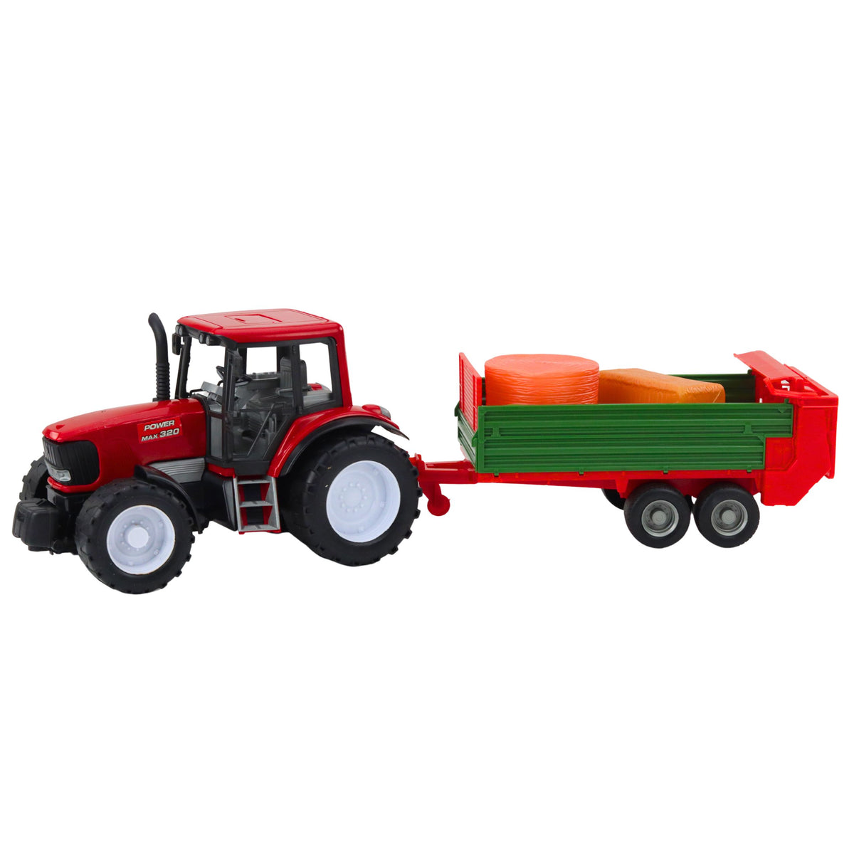 Mezőgazdasági traktor Zöld Utánfutóval és Hay Red 62cm