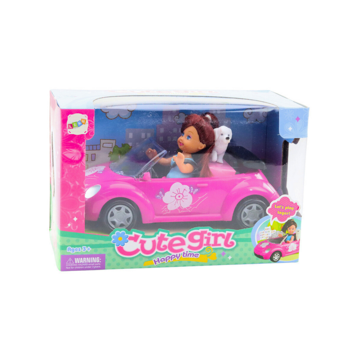 Mini Doll Car Cabriolet Dog Set