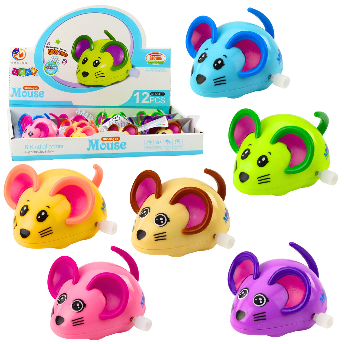 Opwindmuis Drives Moves Tail 8 cm Mixkleur