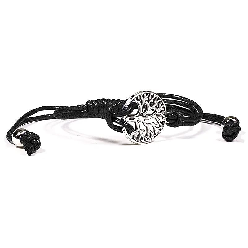Pulsera Árbol De La Vida Negro Ajustable - ± 5,5-8,5 Cm Paquete De 10 Piezas