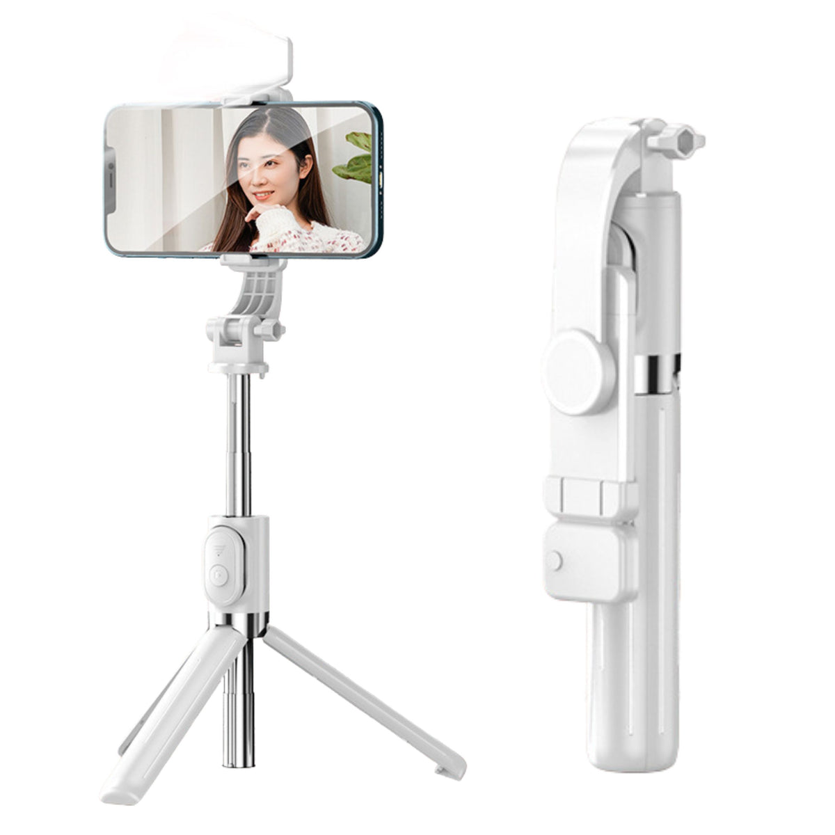 Selfie Stick Tripod Phone Remote Control Bluetooth Holder Zs8 White