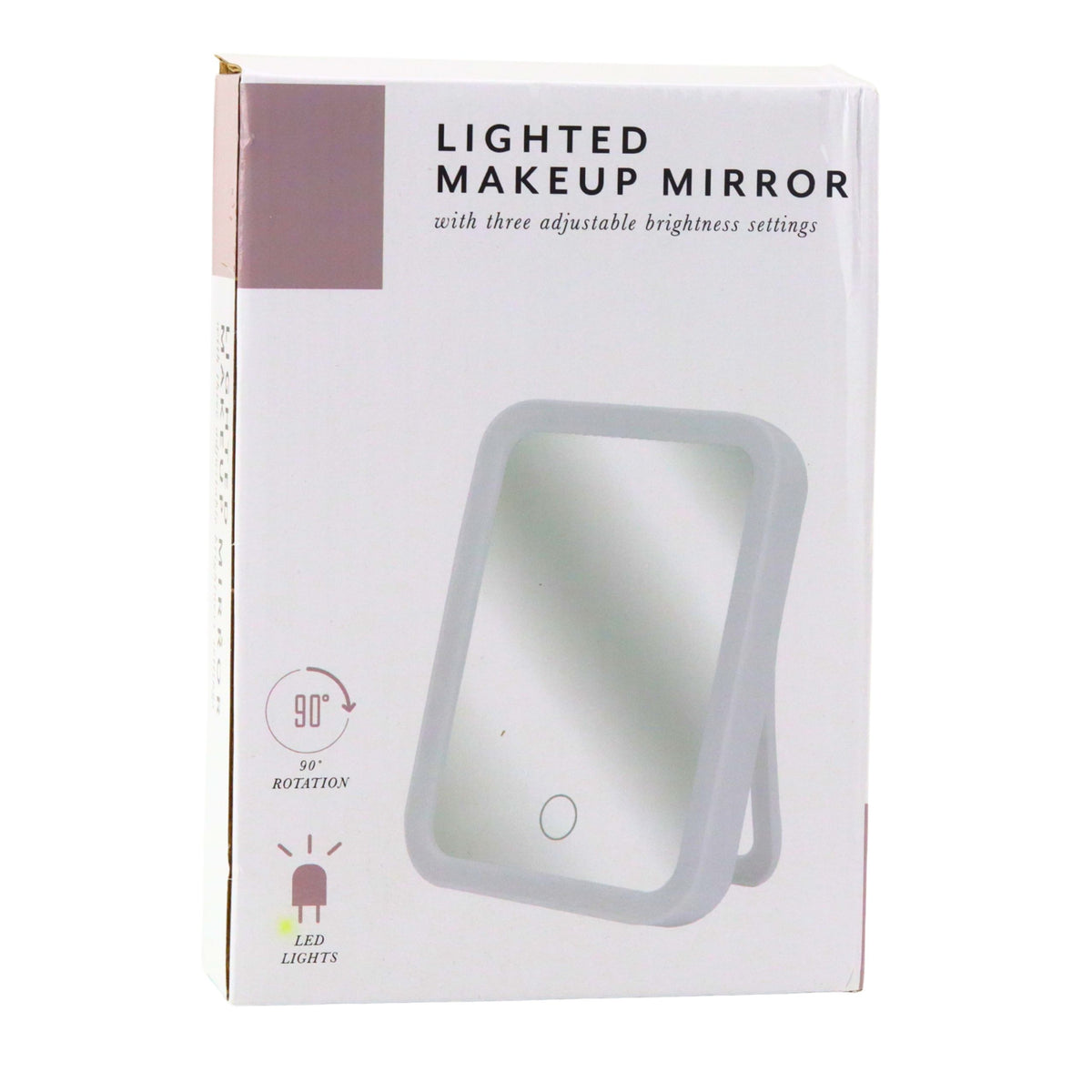 Led Illuminated Mirror 3 Lighting Modes 90° Tilt Angle White
